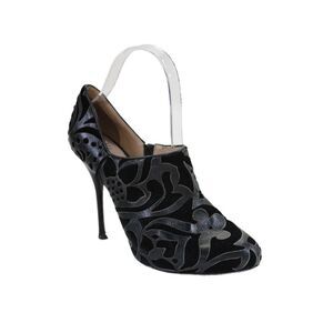 Marchesa Voyage Womens Leather Laser Cut Slide On Pumps Black Size 7